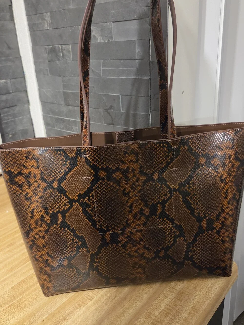 Kurt Geiger NWT Brown Snakeskin Tote & Dustbag